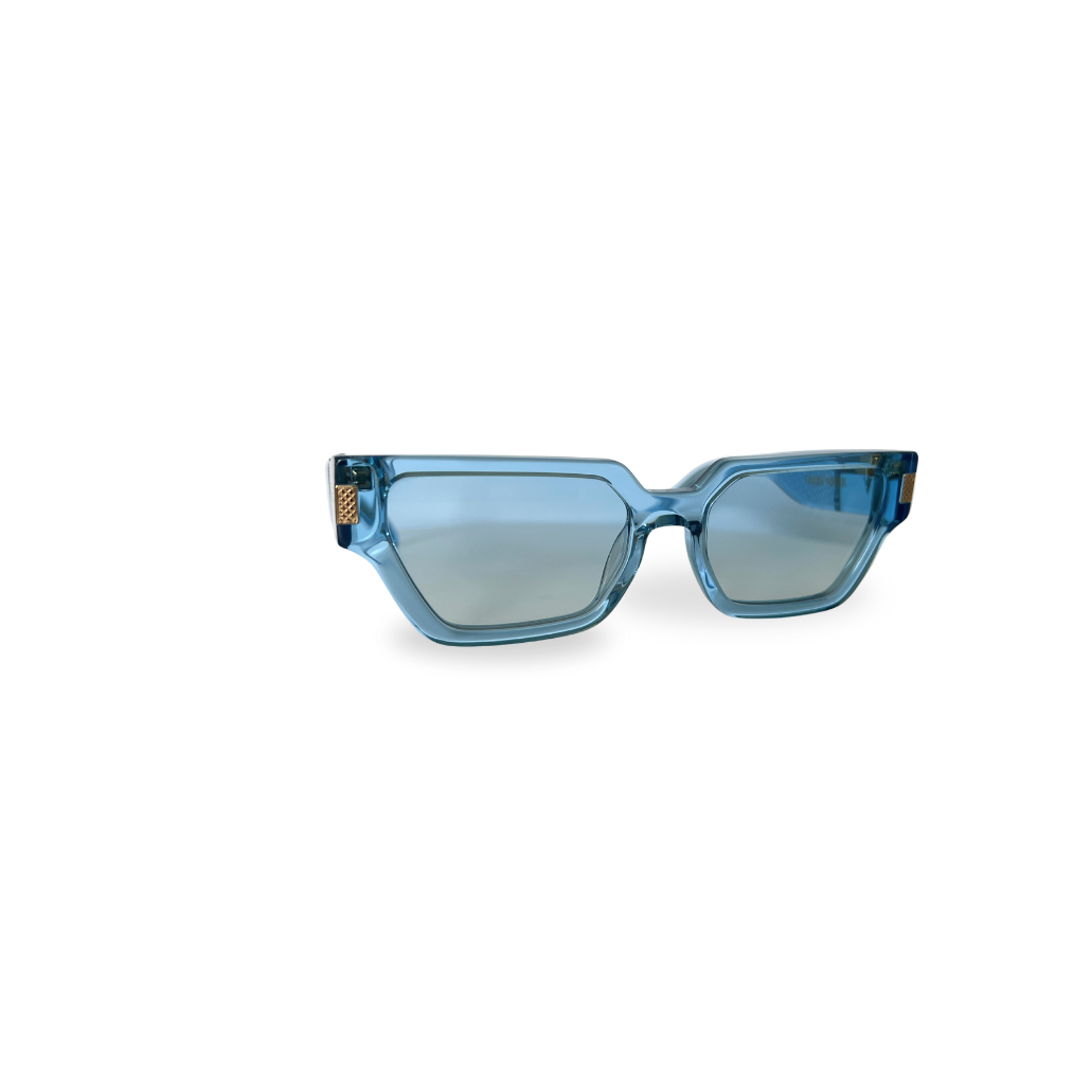 Front angle of Capri Frame sunglasses with gold detailing
