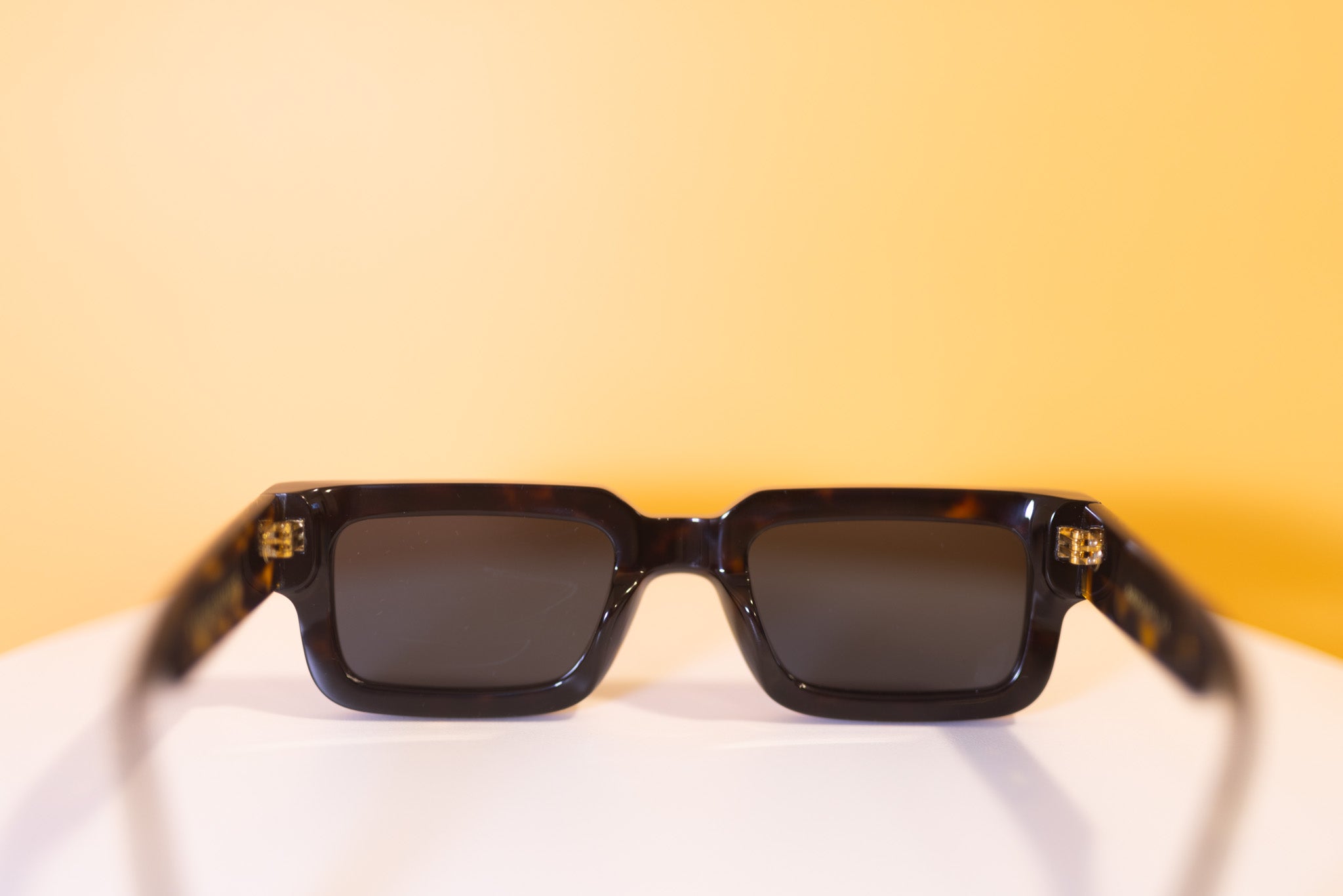 Inside view of Tortoise Elite sunglasses – gold-accented tortoise shell frames