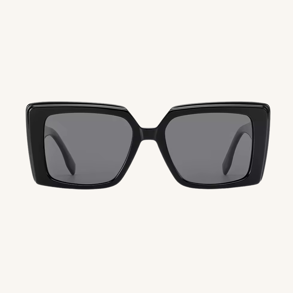 Oversized black square sunglasses front view
